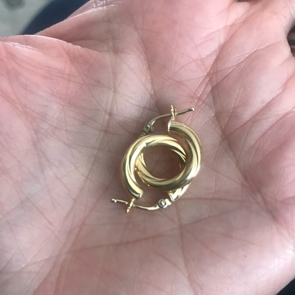 Gold Modern Hoop Earrings with Abstract Design